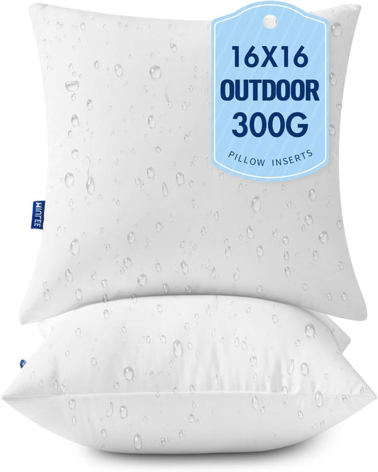 16X16 Outdoor Pillows,Set of 2 Throw Pillows Waterproof,Soft Support Throw Inserts Decorative Water Resistant for Patio Furniture and Garden