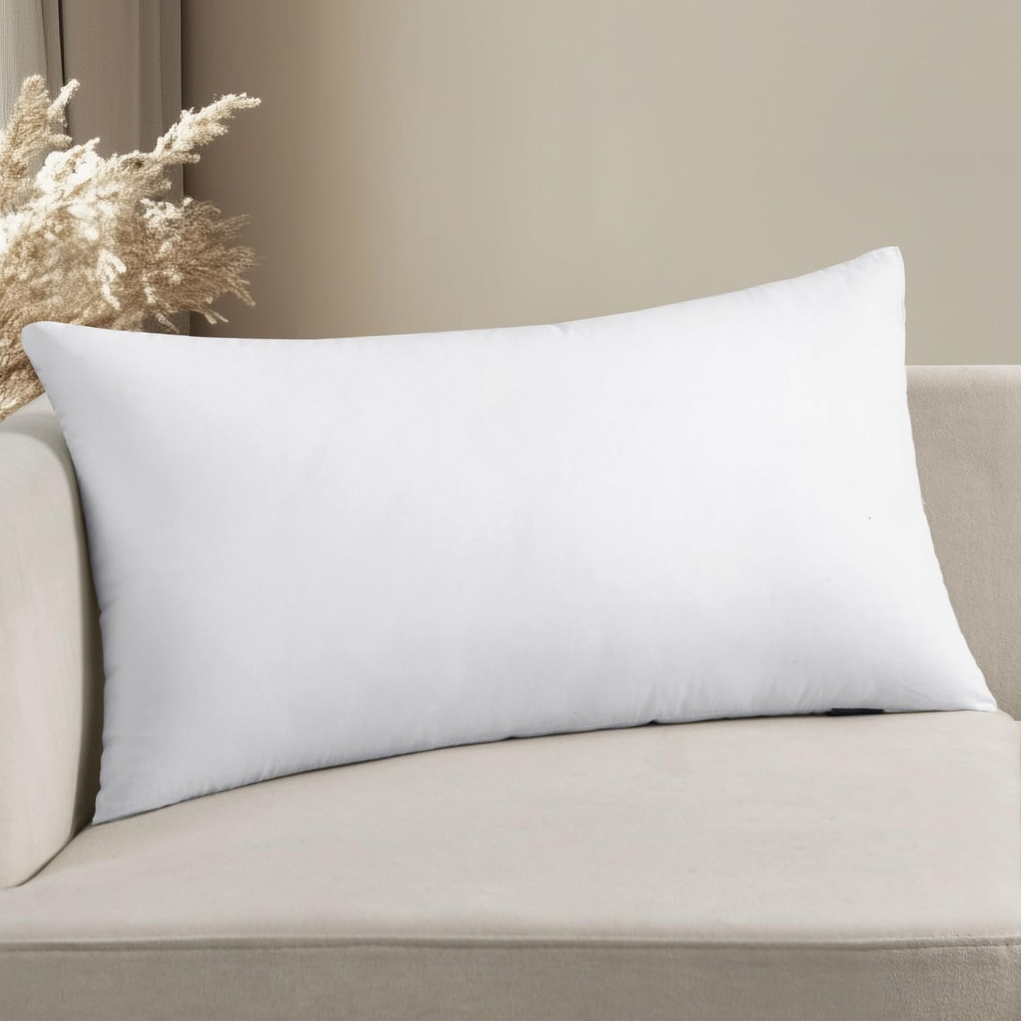 16X20 Inch Premium Lumbar Throw Pillow for Bed Sofa Couch Virgin Microfiber with 100% Cotton Cover Decorative Throw Pillow Insert Stuffer Form