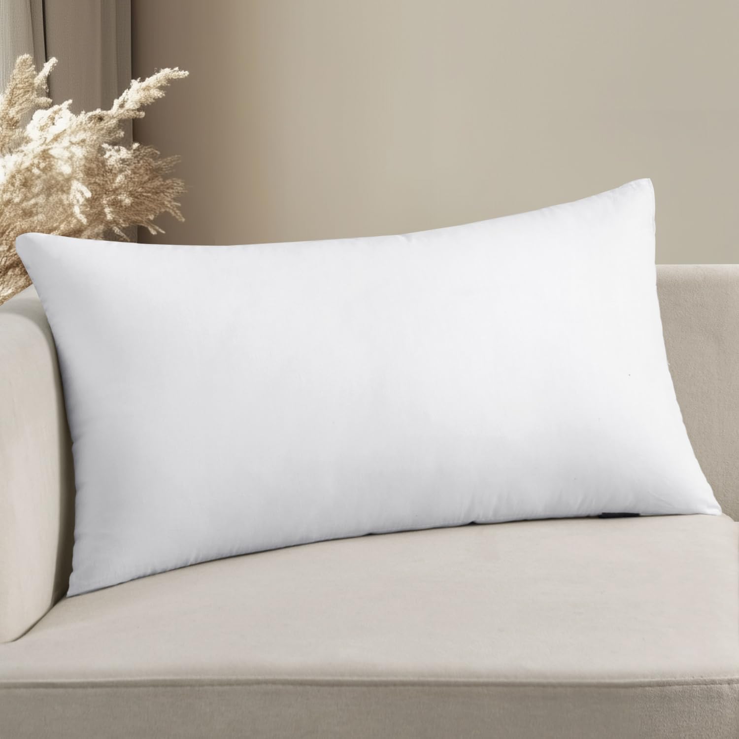 16X20 Inch Premium Lumbar Throw Pillow for Bed Sofa Couch Virgin Microfiber with 100% Cotton Cover Decorative Throw Pillow Insert Stuffer Form