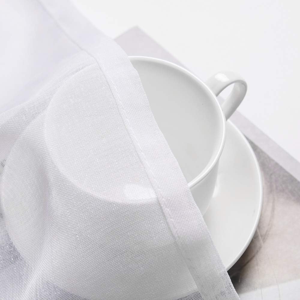 Linen Textured Sheer Curtain Valance Farmhouse Rod Pocket Drapes for Bathroom Cafe Small Window 1 Panel 60 W X 18 L Bundle with Sheer Kitchen Curtains 24 Inches Length 2 Panels, 29 X 24, White