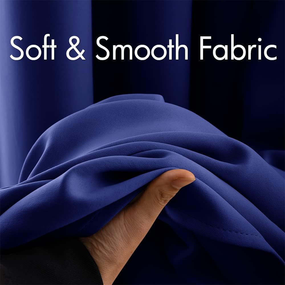 Blackout Curtains Room Darkening Thermal Insulated Drapes Solid Window Treatment Set Grommet Top Light Blocking Curtain for Living Room/Bedroom 2 Panels 42 X 84 Inch, Navy Blue