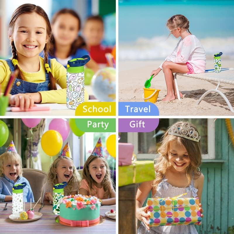 Kids Sublimation Tumbler,12Oz Sublimation Water Bottle Blanks,Straight Stainless Steel Todder Sippy Cup,2Pack Double Wall Insulated Sippy Tumbler with Handle,Shrink Films,Leak Proof