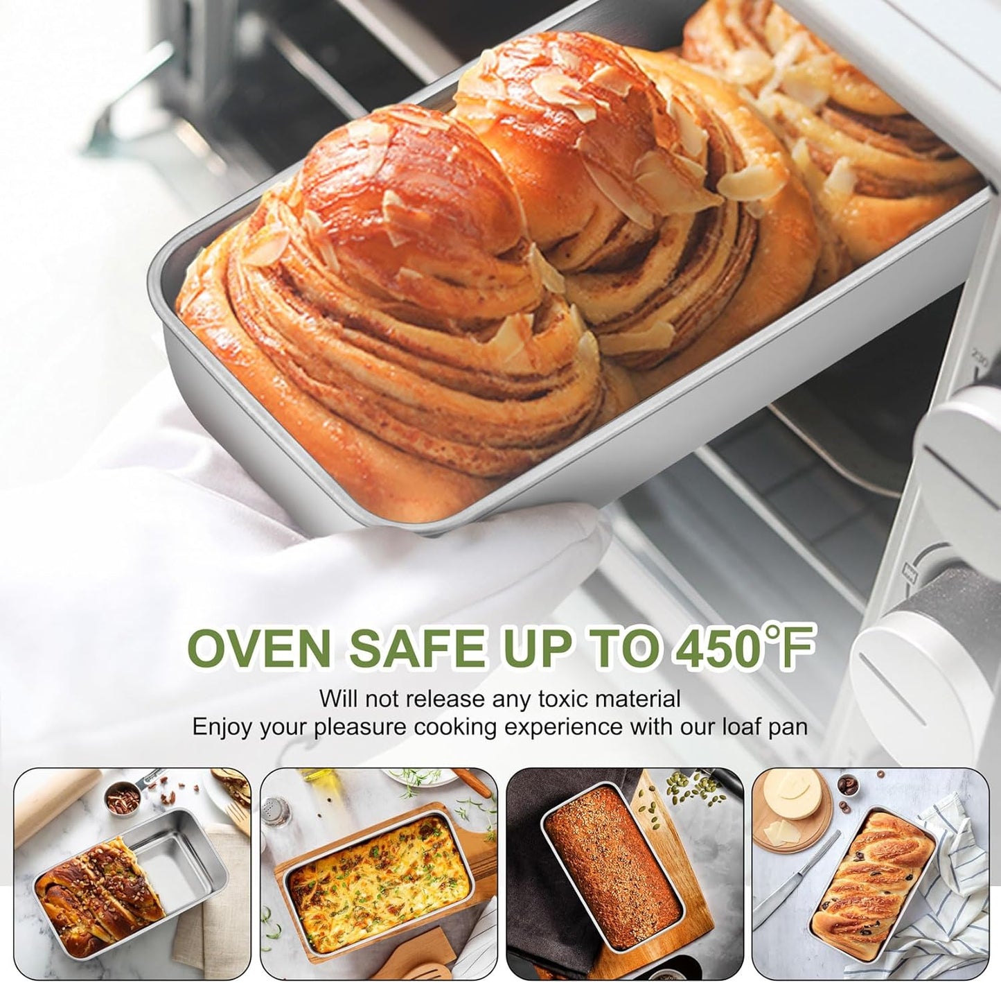 Loaf Pan Set, 9 X 5 Inch Bread Pans, Stainless Steel Loaf Toast Baking Pans for Bread Meatloaf Lasagna Cake, Healthy & Non Toxic, Oven & Dishwasher Safe,(Silver, 2Pcs)