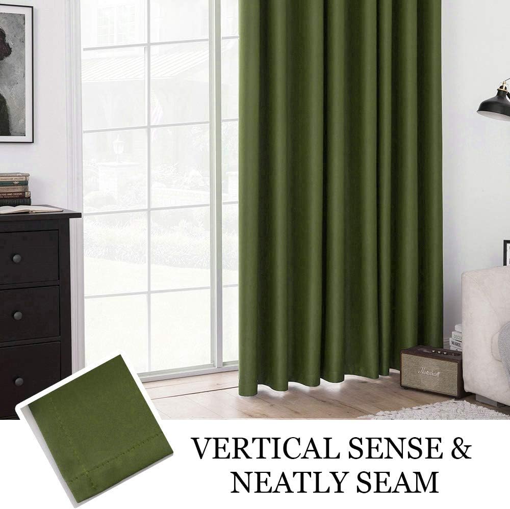 Room Divider Curtain Vertical Blinds Room Darkening Solid Wide Window Drapes Grommet Top Closet Door Curtains for Bedroom/Living Room/Patio Sliding Glass Door 1 PC 100 X 84 Inch Olive Green