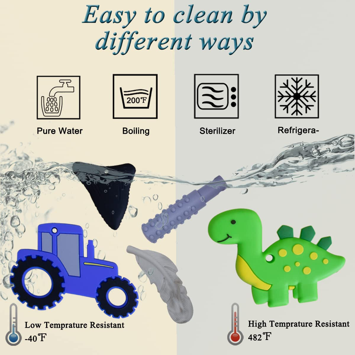 Chew Necklace for Sensory Kids, 5Pcs Chewy Necklaces for Boys and Girls with Autism ADHD PICA, Chewable Silicone Pendant for Reducing Fidget Anxiety,Dinosaur Tractor Chewing Pendants for Toddler