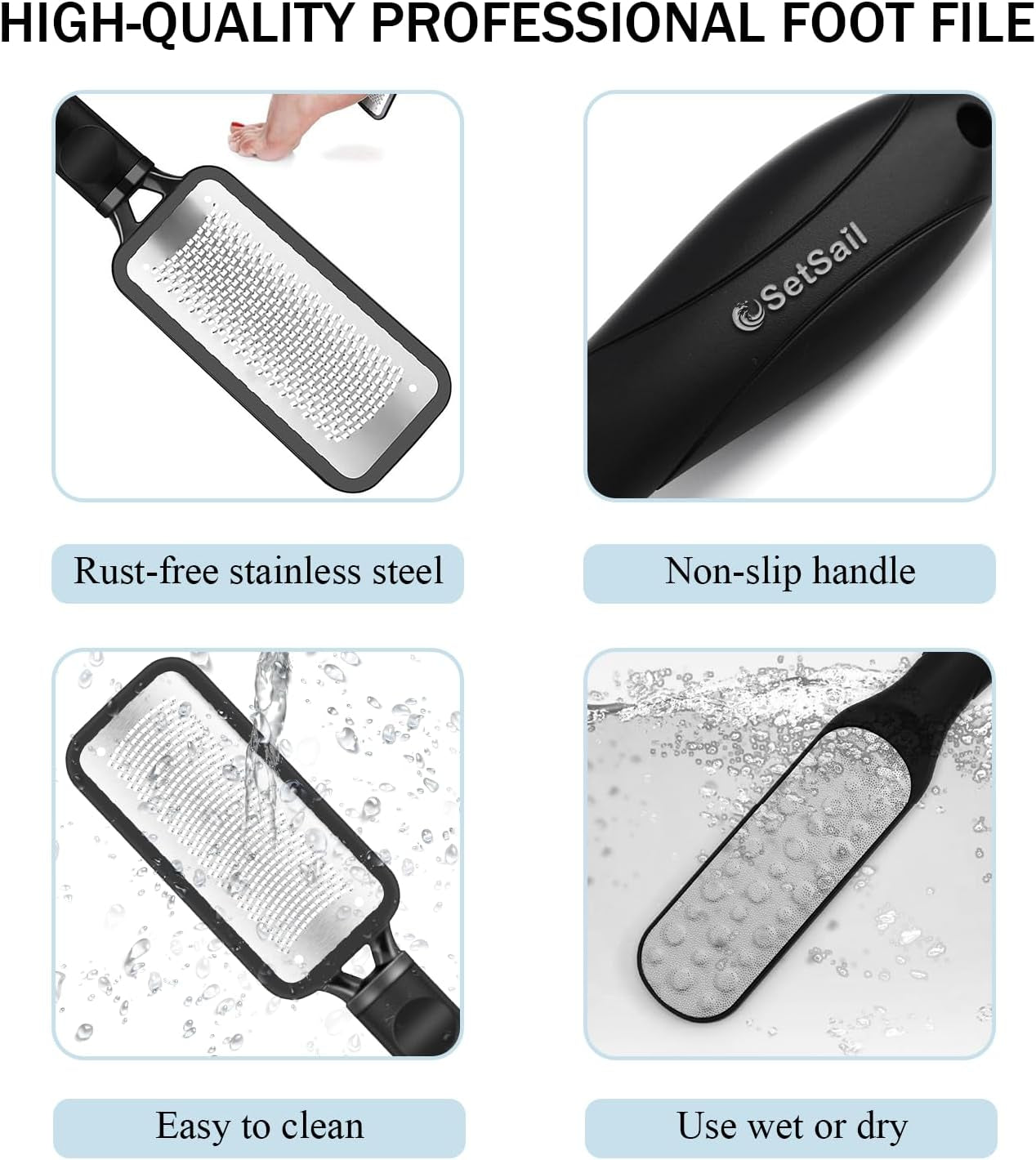 Callus Remover for Feet 2 Pack Colossal Foot Files Kit Foot Scrubber Foot Rasp Premium Stainless Steel Foot Files for Professional Foot Care