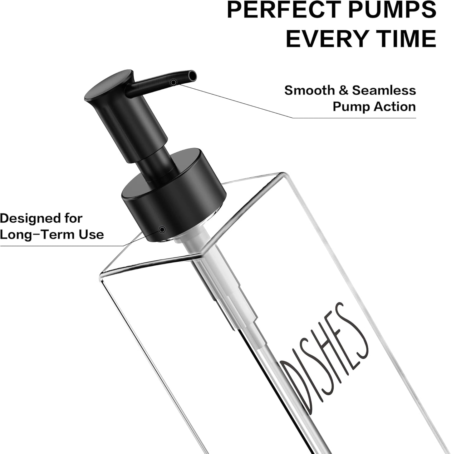 Dish Soap Dispenser, 12 Fl Oz Dual Kitchen Soap Dispensers with Sponge Holder, Plastic Pump Clear Glass Bottle Kitchen Soap Dispenser Set, Modern Hand and Dish Soap Bottle Set Removable