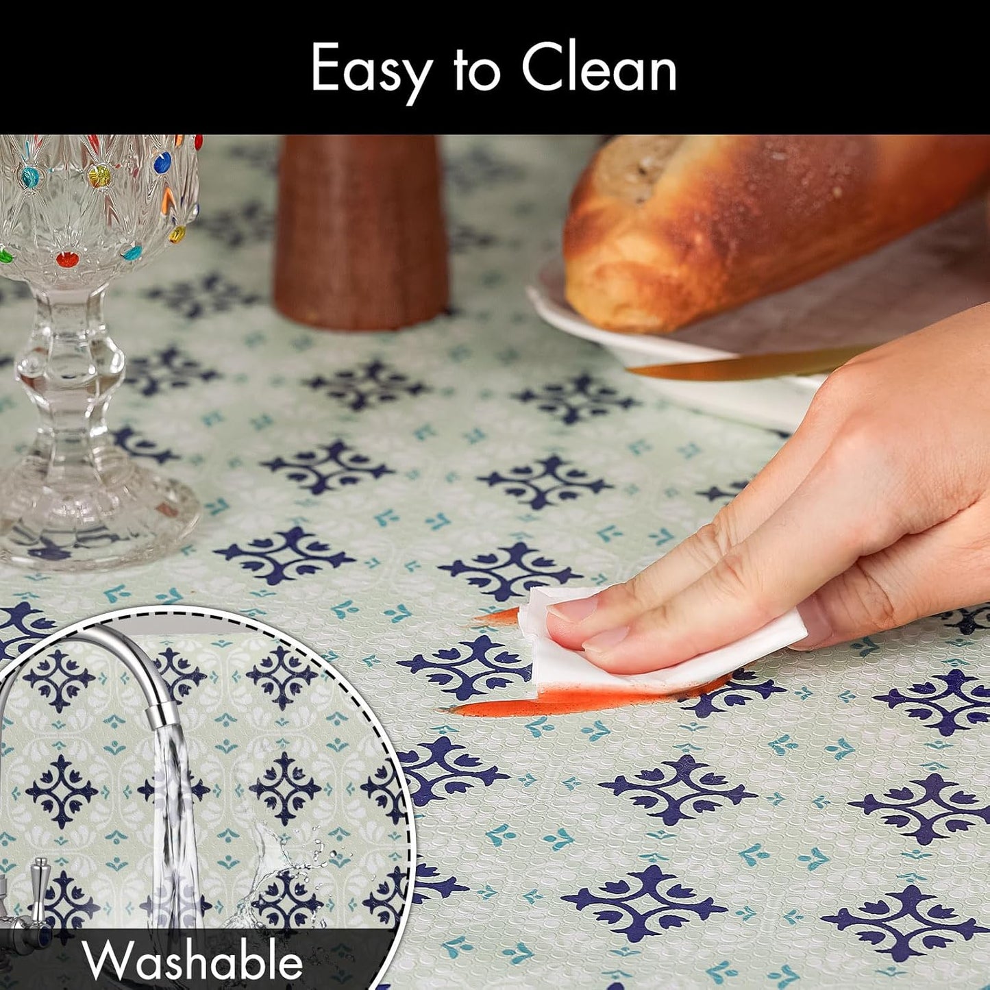 Shelf and Drawer Liners for Kitchen Cabinets, Non-Adhesive Cabinet Liners, EVA Waterproof Durable Shelf Paper for Refrigerator, Shelves, Cupboard with European Pattern, Easy to Cut