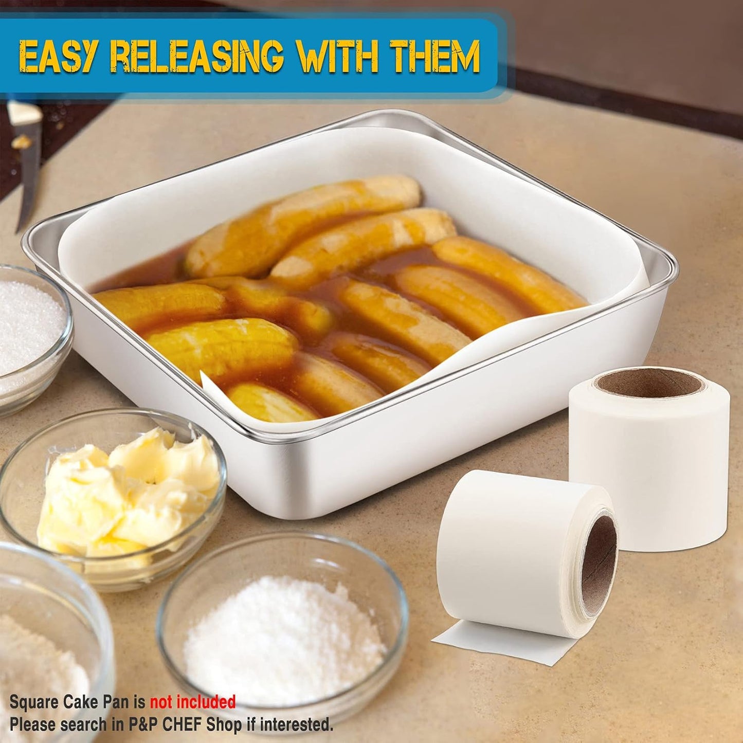 Cake Pan Liner Roll, Nonstick Pan Side Liner Baking Parchment Paper for round Square Oval Rectangular Bakeware, Healthy & Heavy Duty, Oil & Water Proof - 2 Pcs