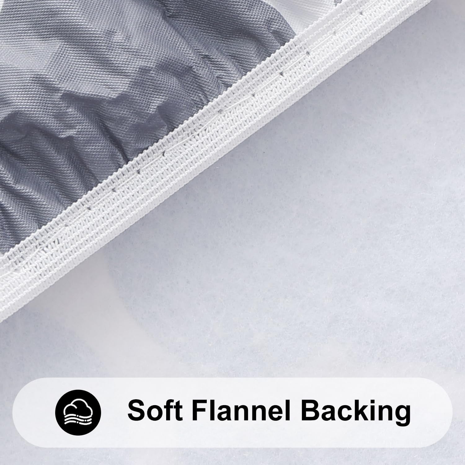 round Picnic Tablecloth, Waterproof Elastic Fitted Table Covers for 36" - 44" Tables, Wipeable Flannel Backed Vinyl Tablecloths for Camping, Indoor, Outdoor, Grey & White