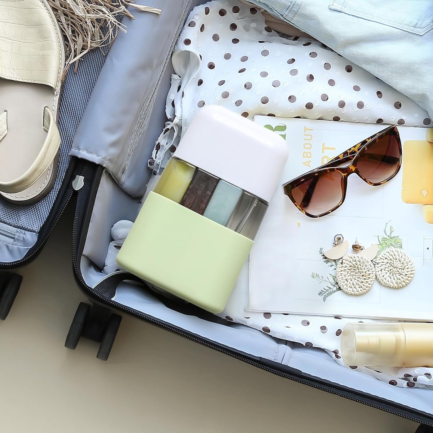 3Oz Travel Bottles for Toiletries, 4 Pack Tsa Approved Portable Travel Size Containers for Shampoo Liquid with Labels, Leak Proof Refillable Containers Dispenser Set - Green