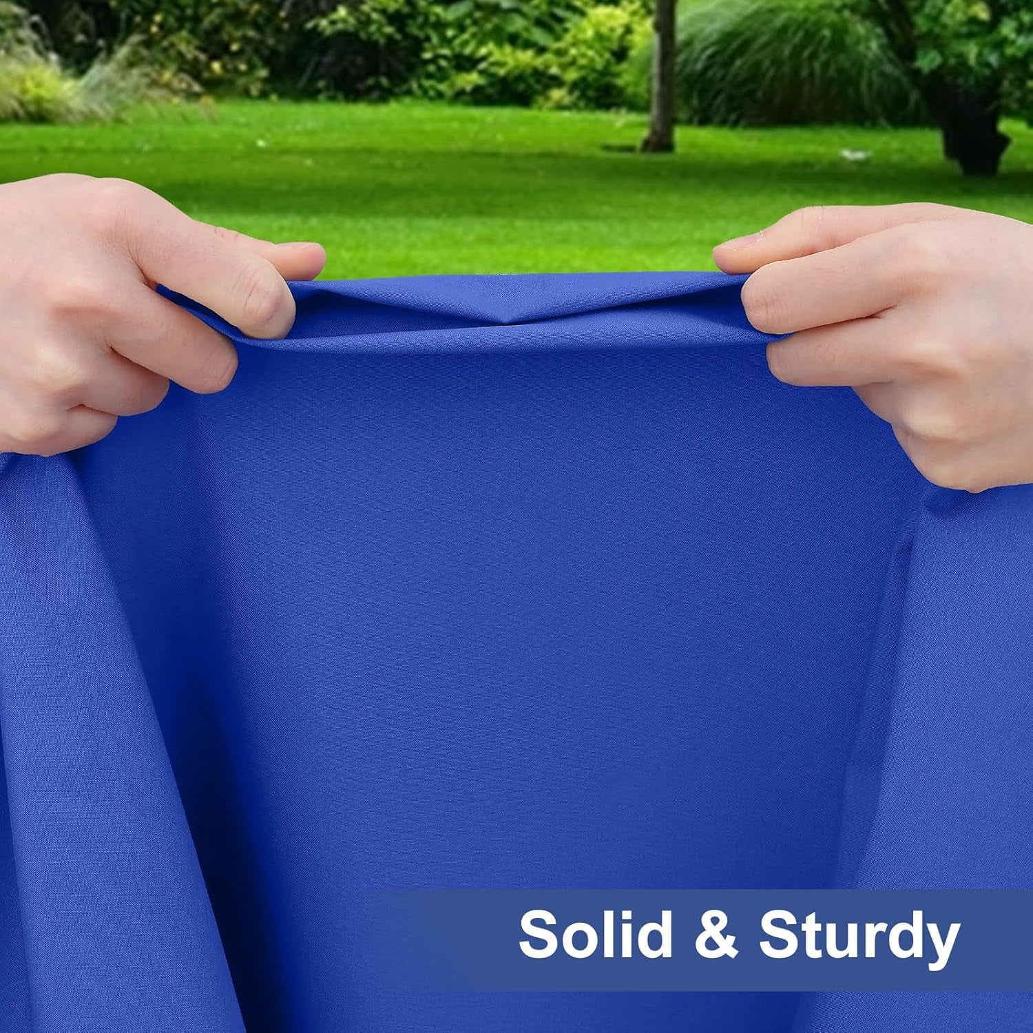 2 Pack 6 Foot Rectangle Elastic Fitted Tablecloth, Waterproof Fabric Table Cover, Washable Polyester Table Cloth for Picnic, Camping, Outdoor (Blue, 30" X 72")