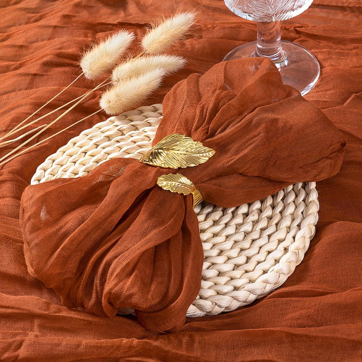Terracotta Cheesecloth Napkins Fall Burnt Orange Thanksgiving Cheese Cloths Gauze Set of 10 Boho Washable Dinner Table Napkins for Wedding Party Baby Shower Birthday Party Decor