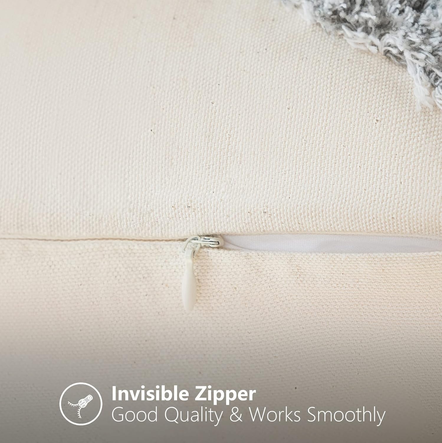 Gorgeous Half Moon Accent Boho Tufted Decorative Throw Pillow Cover, Stylish & Cozy Rainbow Design Cotton Canvas Cushion Cover | Tassels Pillow Case Home Decor 18"X 18" Mixed Grey 1 Piece