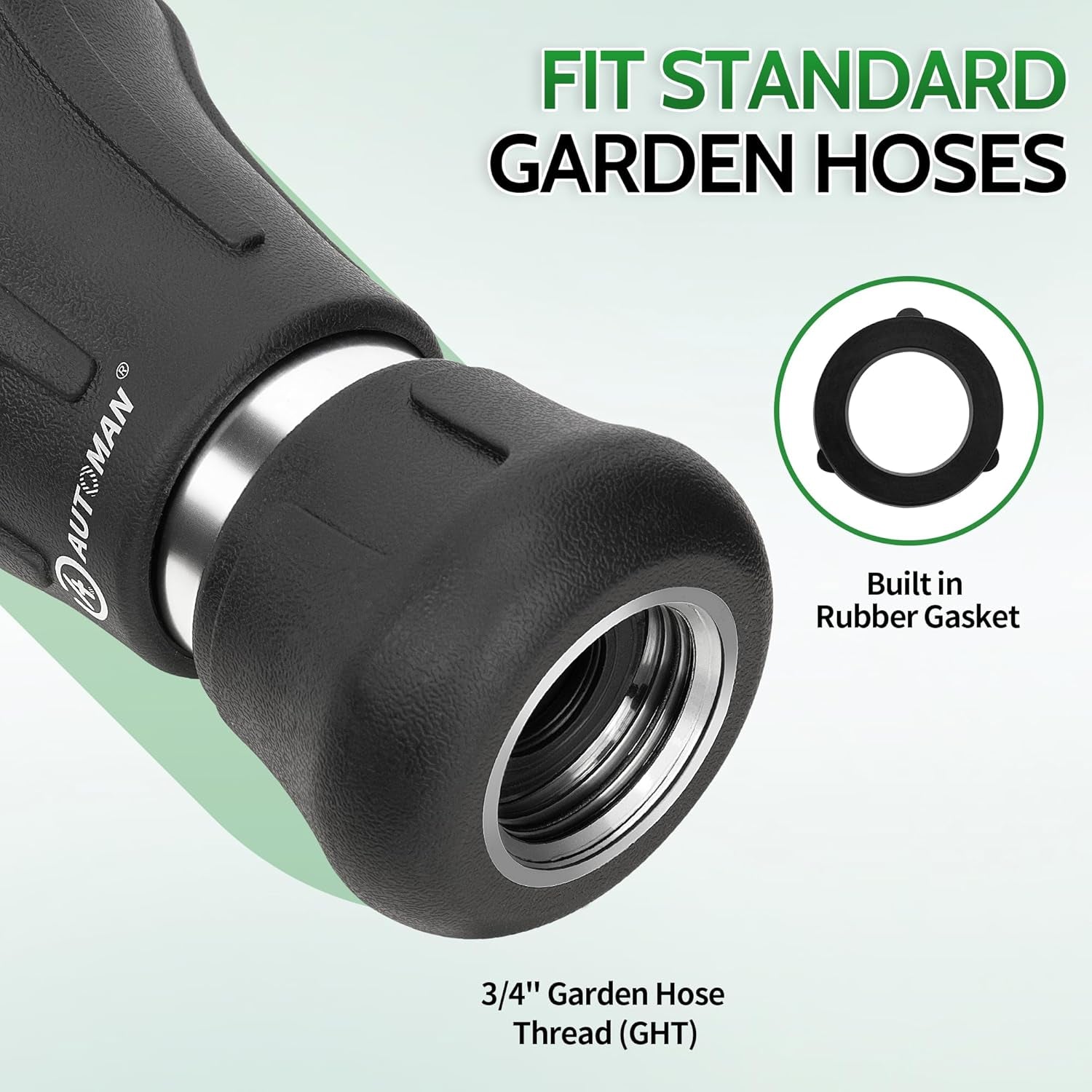 Garden Hose Nozzle Heavy Duty, Fireman Hose Nozzle, High Pressure Water Hose Sprayer Nozzle, Adjustable Spray Nozzles for Washing Car, Cleaning Ground, Watering Plants, Showing Pets