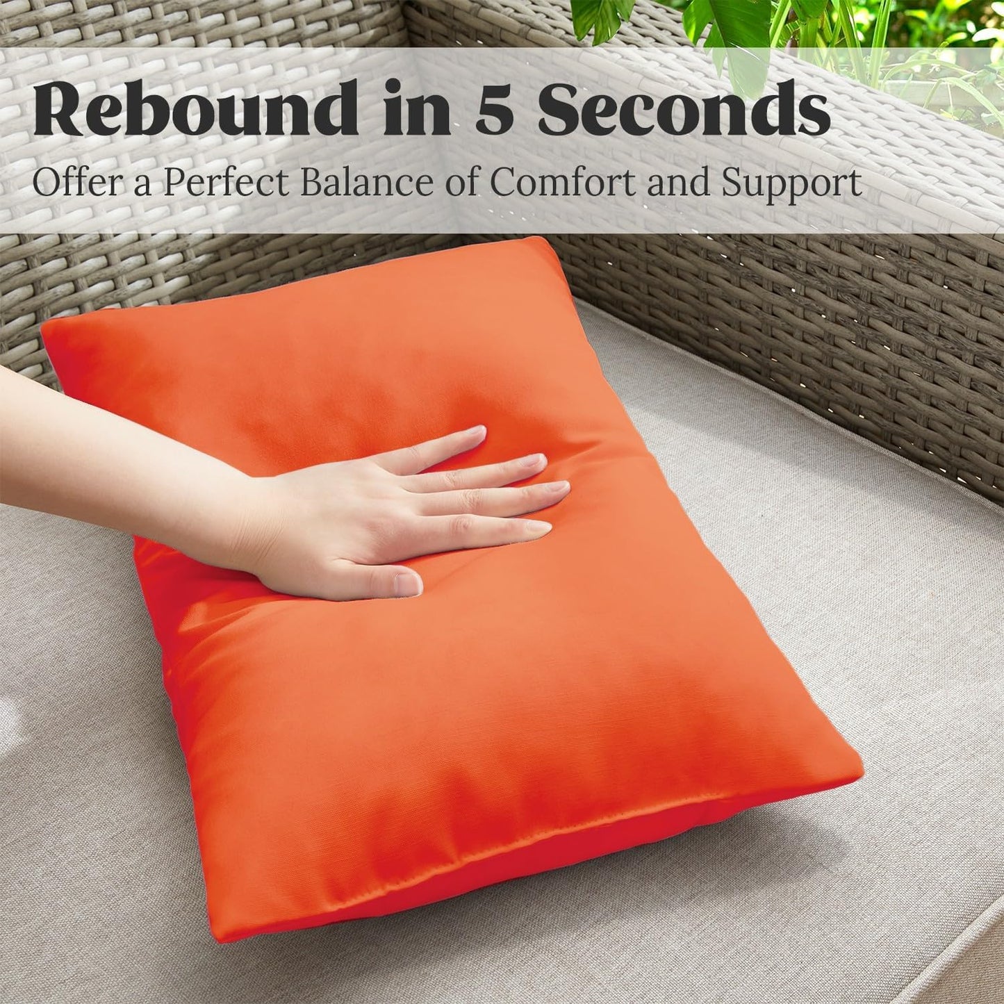 ® Outdoor Water Resistant Throw Pillows, Feathers and down Filled Decorative Pillows for Couch Cushion Garden Bench 12 X 20 Inch, Set of 2, Orange