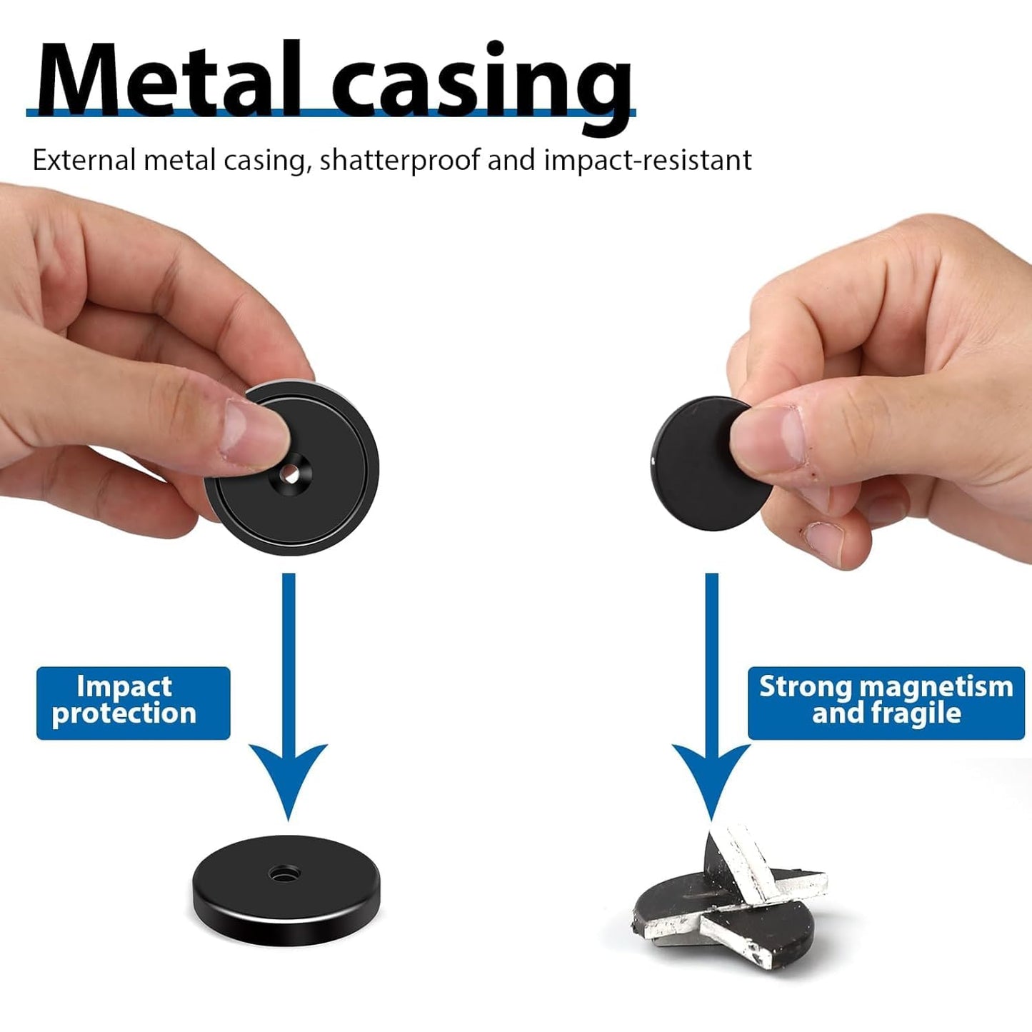 20Lbs Neodymium Magnets, 6Pack Strong Magnet, Cabinet Magnets with Screws, Rare Earth Magnet for Holding Tools, Door, Magnetic Cabinet Locks-Black, 0.63X0.19Inch