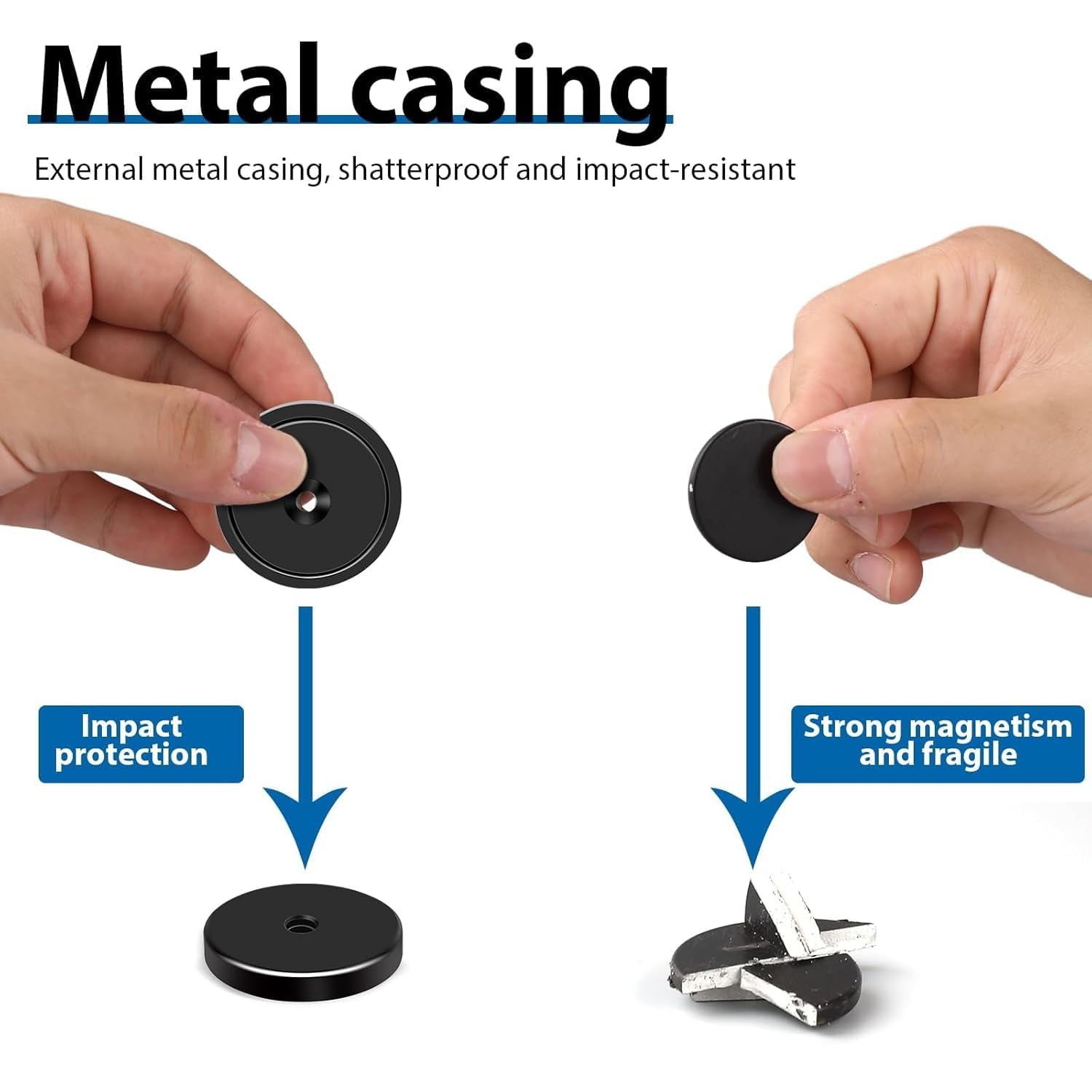 20Lbs Neodymium Magnets, 6Pack Strong Magnet, Cabinet Magnets with Screws, Rare Earth Magnet for Holding Tools, Door, Magnetic Cabinet Locks-Black, 0.63X0.19Inch