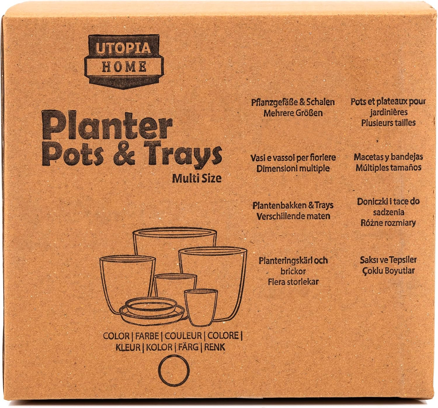 Plastic Planters - Flower Nursery Pots Indoor Modern Decorative Plastic Pots for Plants, Succulents, Flowers, and Cactus (5 Pack, Multisize, Brown)