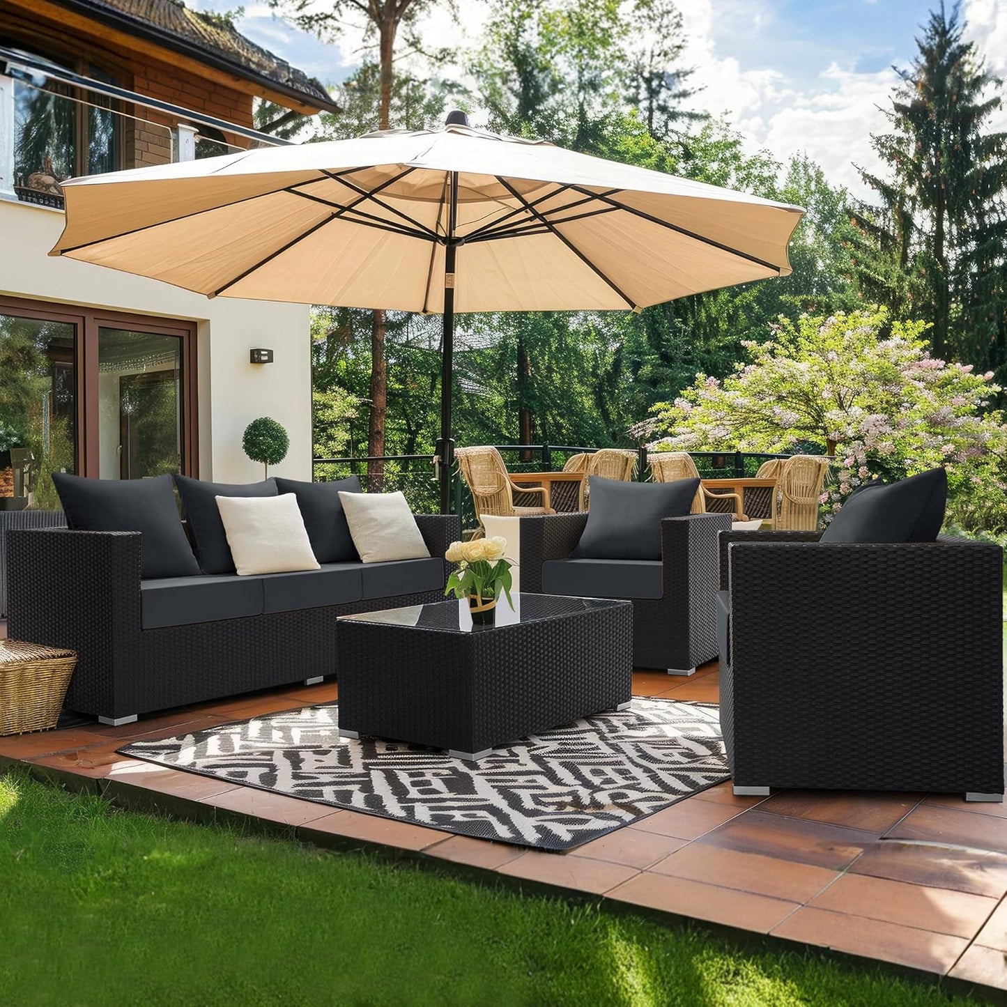 ® Outdoor Seat Cushions 24 X 24 X 5.75 Inch, Waterproof & Fade Resistant Patio Furniture Replacement Cushions with Removable Cover for Chair, Sofa, Couch, Wicker, Dark Gray