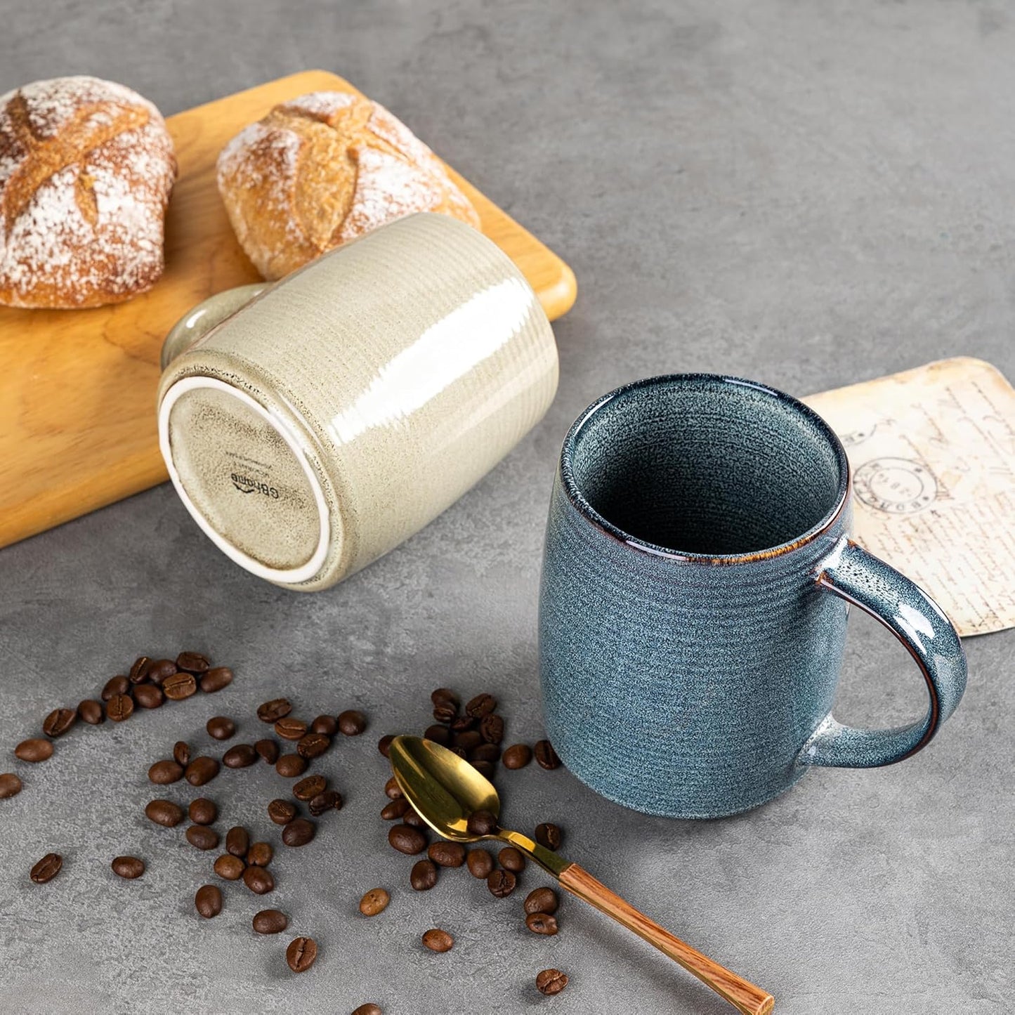 Set of 6 Large Handmade Stoneware Coffee Mugs, 18 Oz - Dishwasher & Microwave Safe, Multi-Color for Latte, Cappuccino, and Hot Cocoa