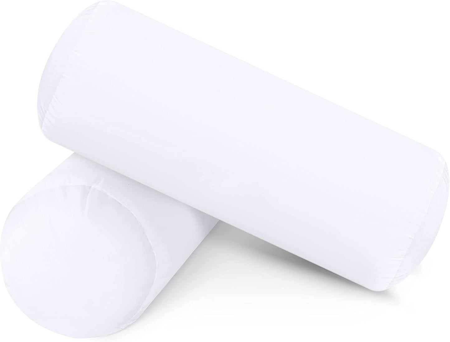 Bolster Pillows Insert (Pack of 2, White) - 6 X 16 Inches Bed and Couch Pillows - Indoor Decorative Pillows