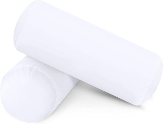 Bolster Pillows Insert (Pack of 2, White) - 6 X 16 Inches Bed and Couch Pillows - Indoor Decorative Pillows