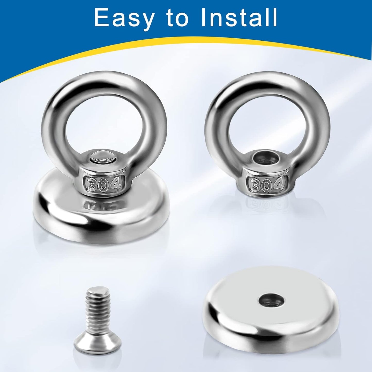 Heavy-Duty Magnetic Hooks 10-Pack, 60 lbs Pulling Force Neodymium Magnets with Countersunk Eyebolt for Home, Office, Garage, and Kitchen Use