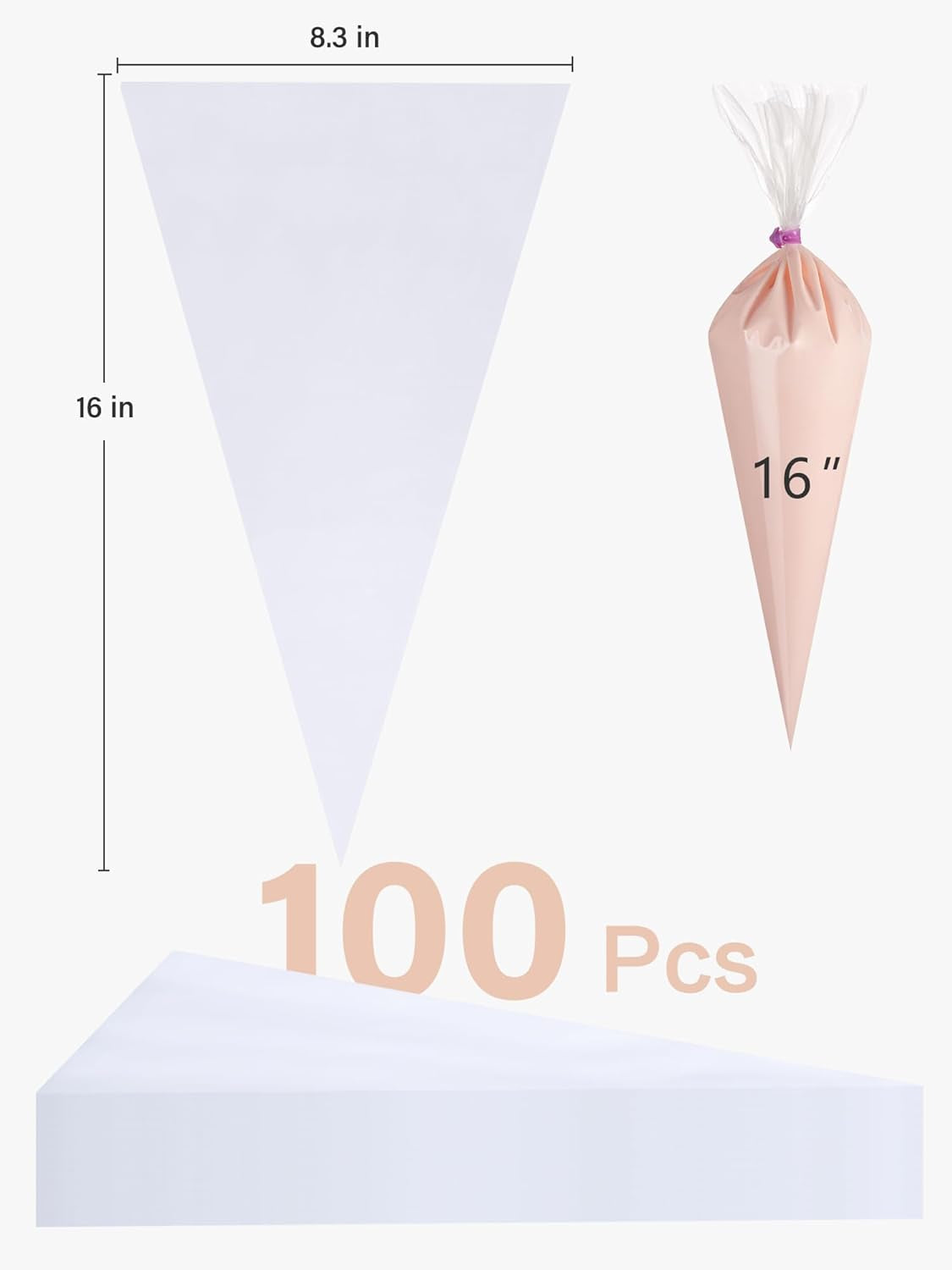 Piping Bags, Disposable Pastry Bags 16 Inch, 100 Pcs anti Burst Large Icing Piping Bags for Cookie Frosting Cake Decorating Baking Supplies
