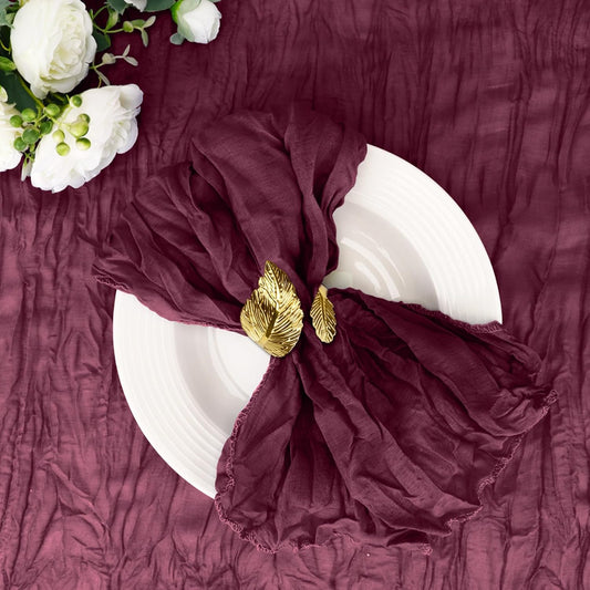 25 Pack Cheesecloth Napkins 20X20 Inch Dinner Table Napkins Boho Washable Rustic Gauze Napkins Bulk for Wedding Bridal Baby Shower Party Decor (Burgundy)