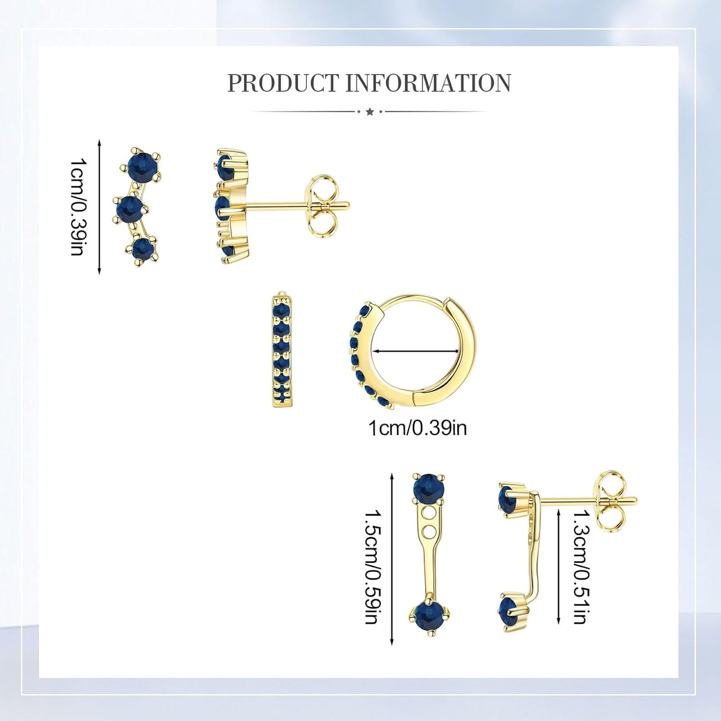 3Pairs Birthstone Piercing Stud Earrings for Women, Tiny Huggie Hoop Stud Earrings for Girls, Hypoallergenic Sensitive Ear Birthston Studs for Christmas Birthday Wedding Celebrations