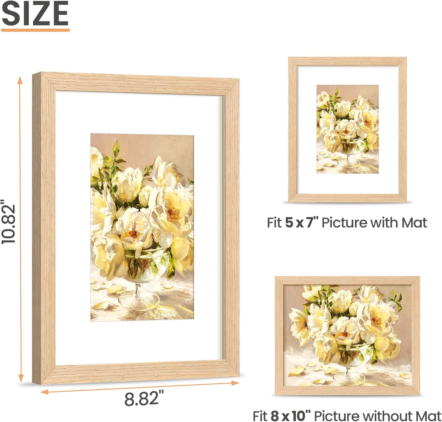 1Pack Wooden Frame 8X10 Bundle with 1 PVC 8X10