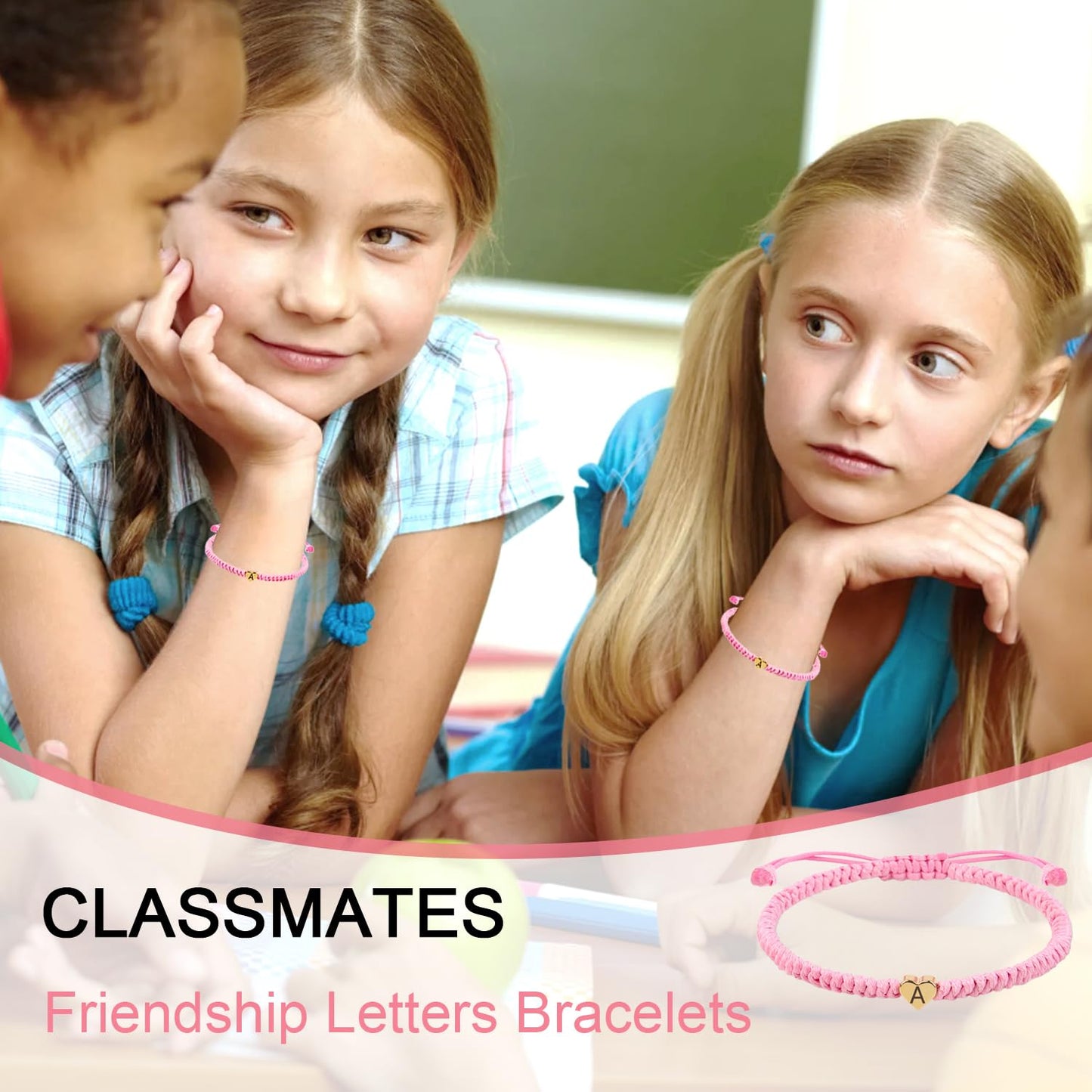 Pink Weave Rope Letter Bracelet for Women, Initial Bracelet Heart Charm 26 Letters A-Z Alphabet Handmade Adjustable Jewelry for Couple Teenage Girls Sister Valentines Day Mother'S Day (Pink-E)