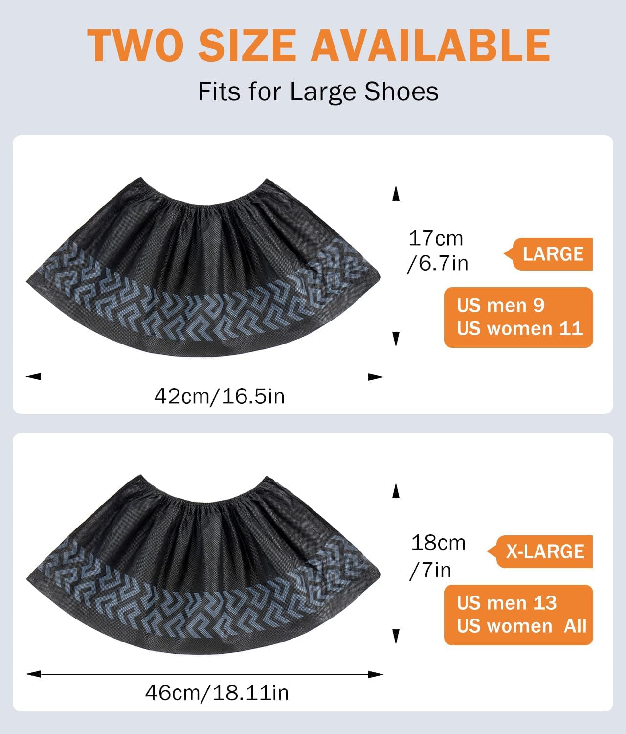 Recycable Shoe Covers Disposable Non-Slip for Indoors - 100Pack(50 Pairs) Thick Breathable Cloth Boot Covers, Large Size Protector Covers Fits up to 10 US Men and 11 US Women Size,Black