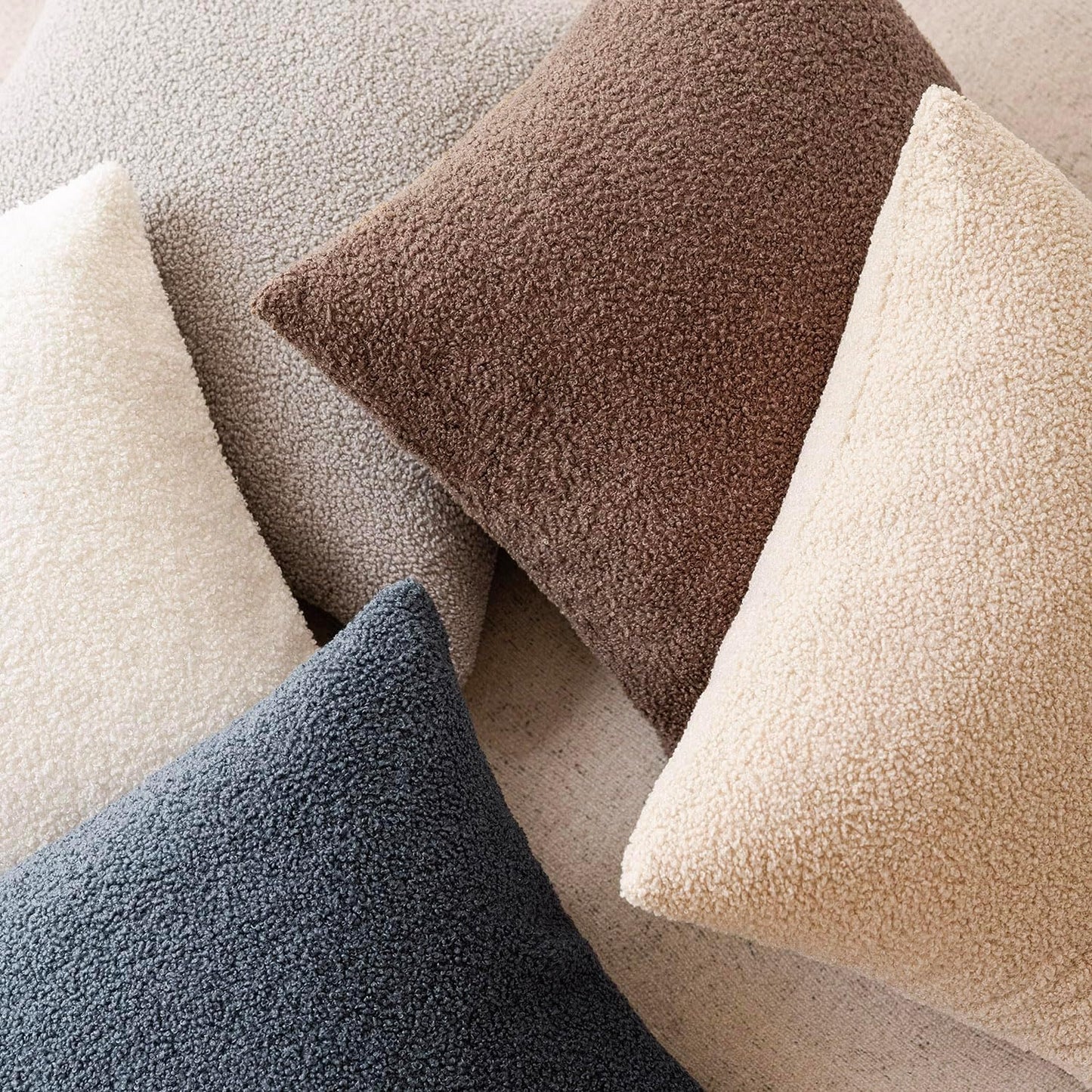 Pack of 2, Curly Faux Fur Decorative Throw Pillow Covers Soft Fuzzy Plush Cushion Case with Zipper Cozy Pillowcase for Home Living Room Couch Bed Sofa 16 X 16 Inch, Chocolate