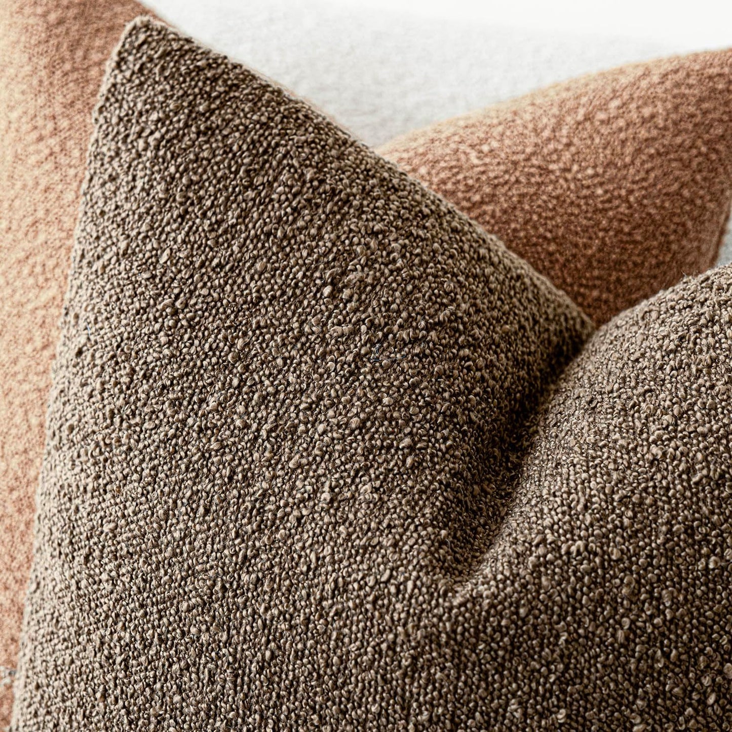 Pack of 2 Textured Boucle Throw Pillow Covers Accent Solid Decorative Lumbar Pillow Cases Cozy Soft Couch Cushion Case for Chair Sofa Bedroom Living Room Home Decor 12X20 Inch Light Brown