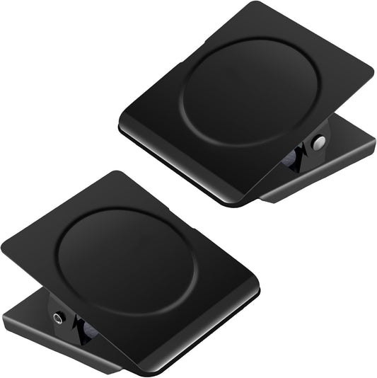 Strong Magnetic Clips, 2.2 Inch Extra Large Magnetic Clips Heavy Duty, 2Pack Magnet Clip for Fridge, Clip Magnets for Refrigerator, Whiteboard, Classroom, Kitchen, Office Organizer (Black)