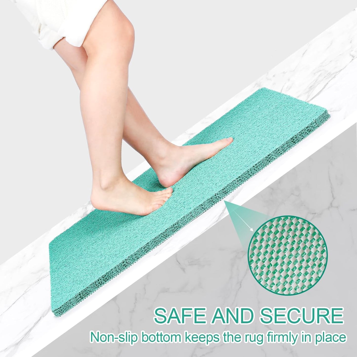 Shower Mats for Showers anti Slip for Elderly, 24'' X 17'' Non Slip Bath Mat for inside Shower, Bath Tub Mats for Bathroom Non Slip for Shower, PVC Loofah Bathroom Mats, Aqua