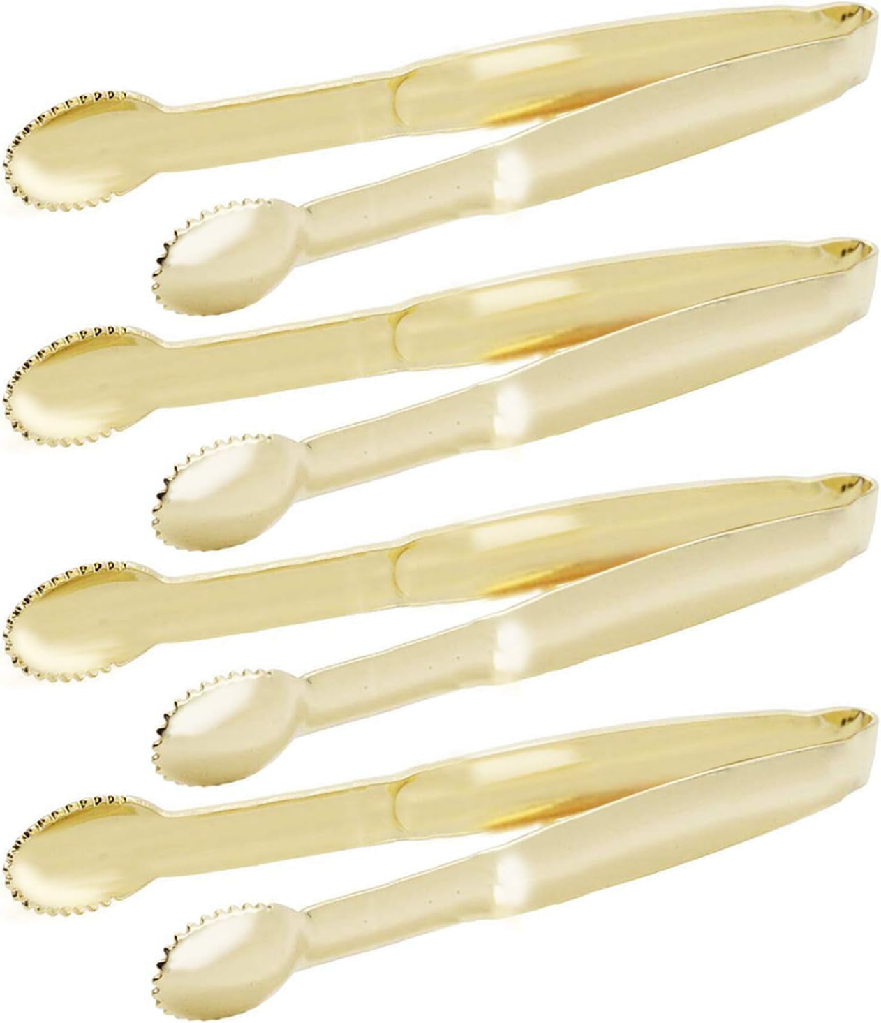 Mini Appetizer Tongs 5-3/4 Inch Small Serving Tongs, Set of 4 (Gold)