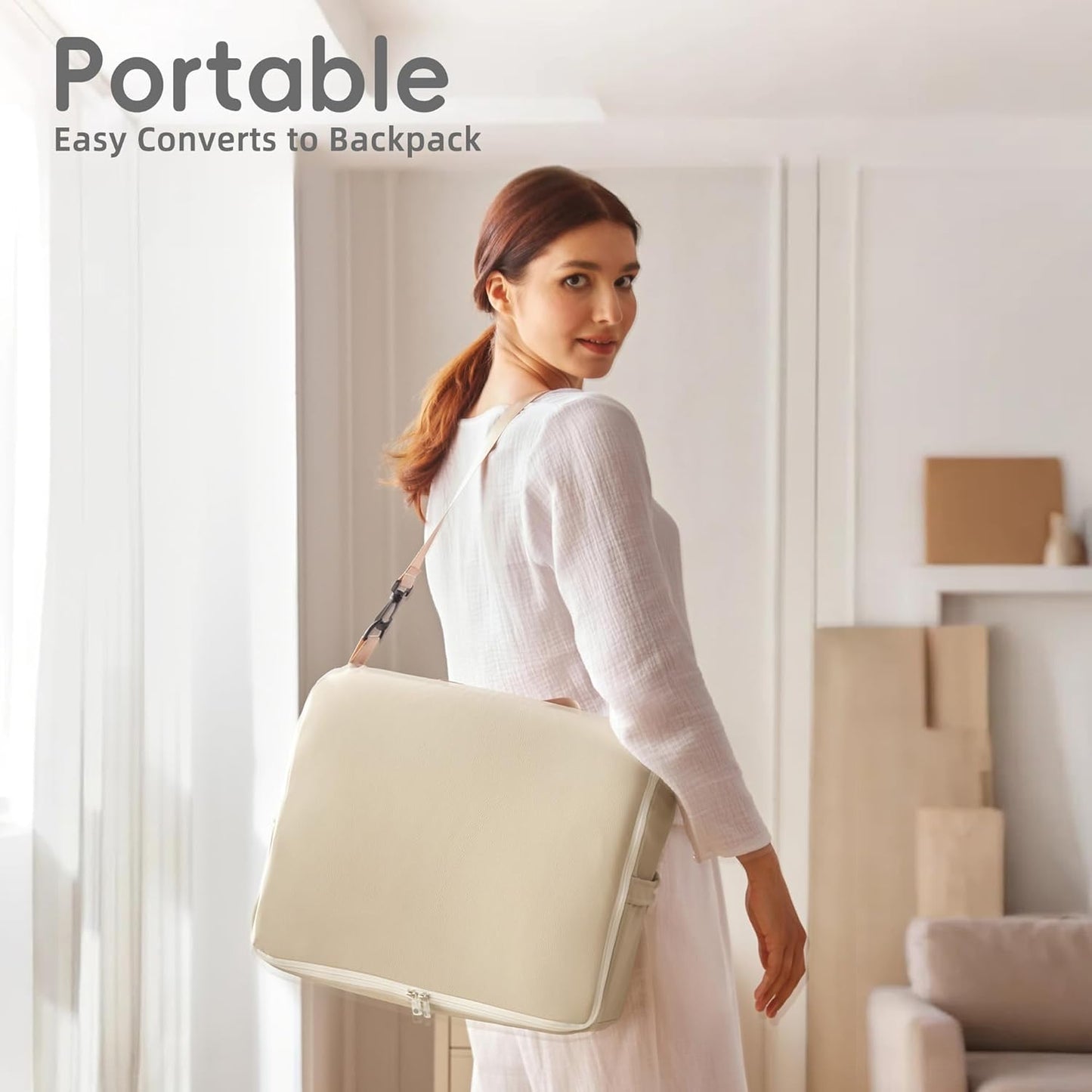 Portable Baby Changing Pad with Waterproof Lining and Convertible Backpack Design, Featuring Leather Surface and Cotton Pads for Dresser Top Use