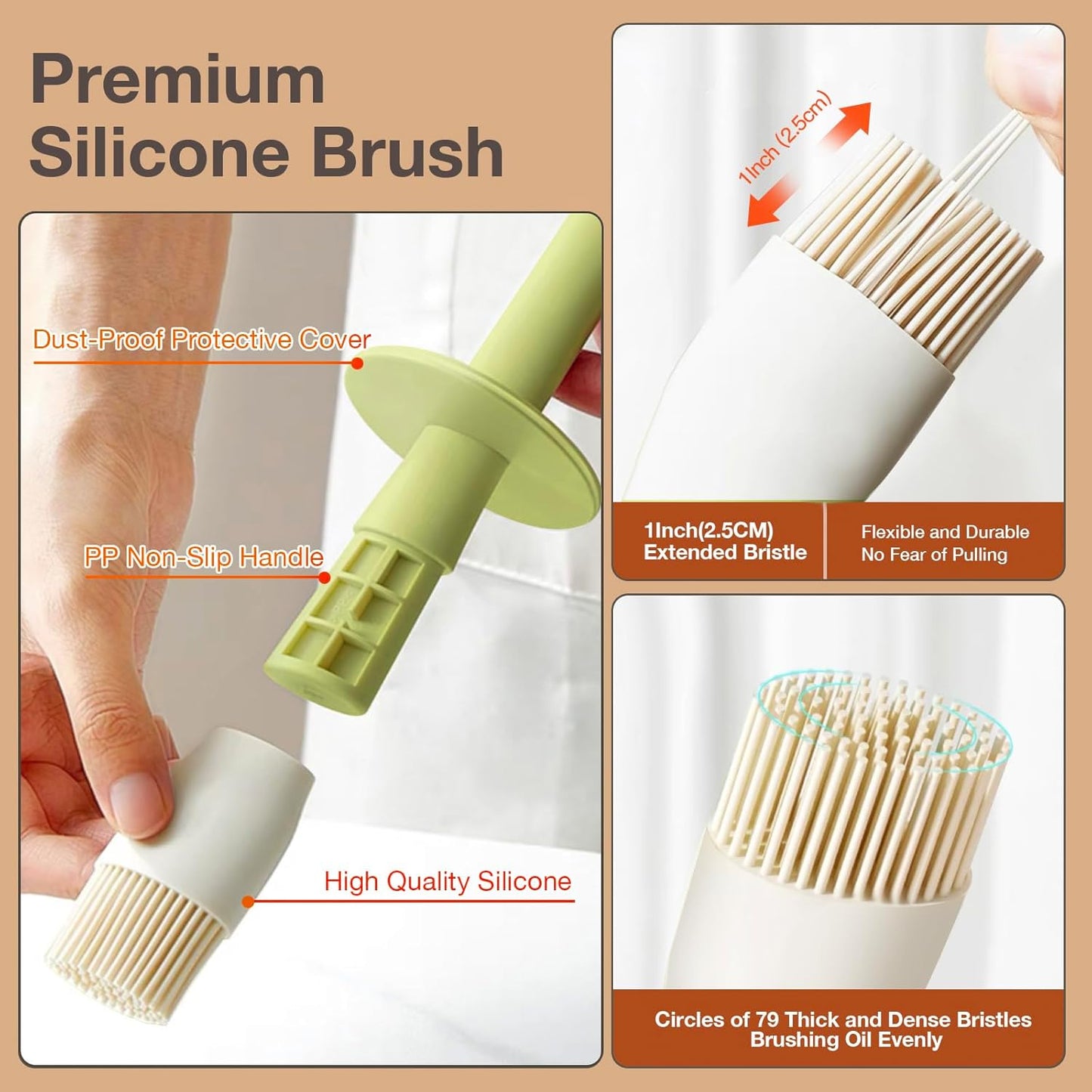 300Ml /10Oz Oil Dispenser with Brush - Glass Oil Bottle for Kitchen with Silicone Heat Resistant Basting Brush - Cooking Brush for Vinegar Sauce BBQ Grill Frying - Green