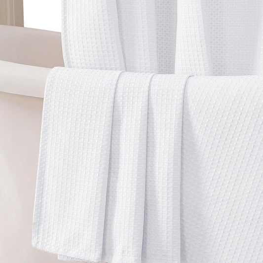 White Shower Curtain, Stall Small Waffle Weave Heavy Fabric Shower Curtains for Narrow Size Bathroom, Waterproof Soft Hotel Spa Luxury Bath Curtain Set, Machine Washable, White, 36X72 Inch