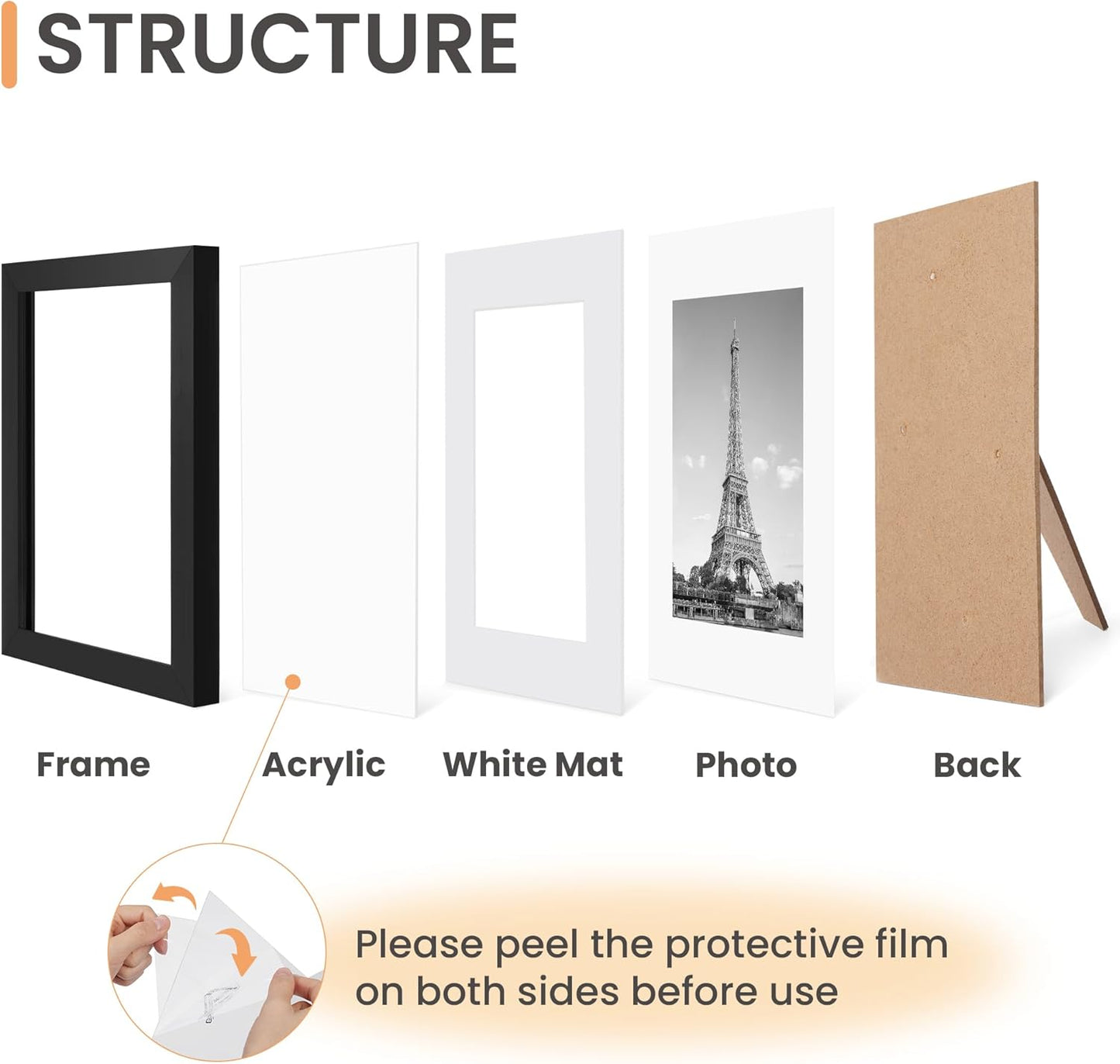 4X6 Picture Frame Set of 10, Display Pictures 3.5X5 with Mat or 4X6 Without, Multi Photo Frames Collage for Wall or Tabletop Display, Black