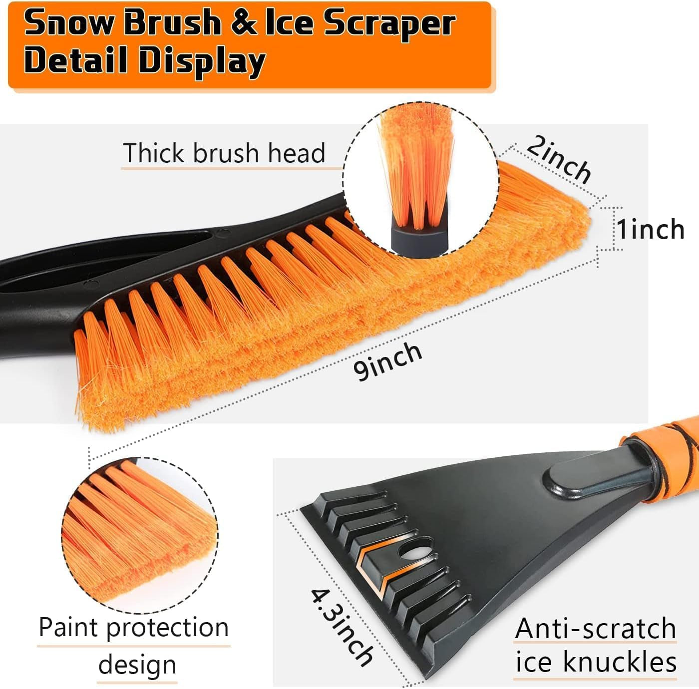 Snow Brush - 27 Inch Ice Scraper for Car Windshield, Detachable Snow Removal Tool with Ergonomic Foam Grip for Cars, Trucks, Suvs 01