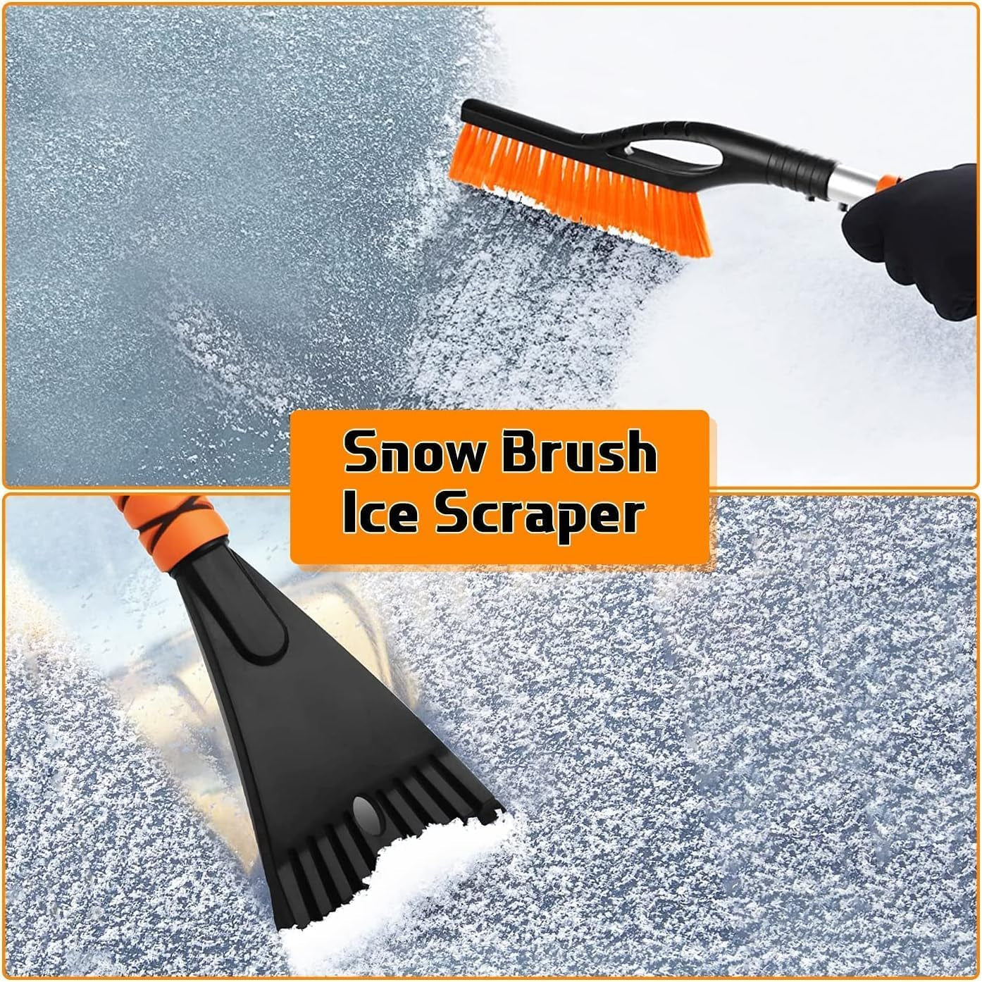 Snow Brush - 27 Inch Ice Scraper for Car Windshield, Detachable Snow Removal Tool with Ergonomic Foam Grip for Cars, Trucks, Suvs 01