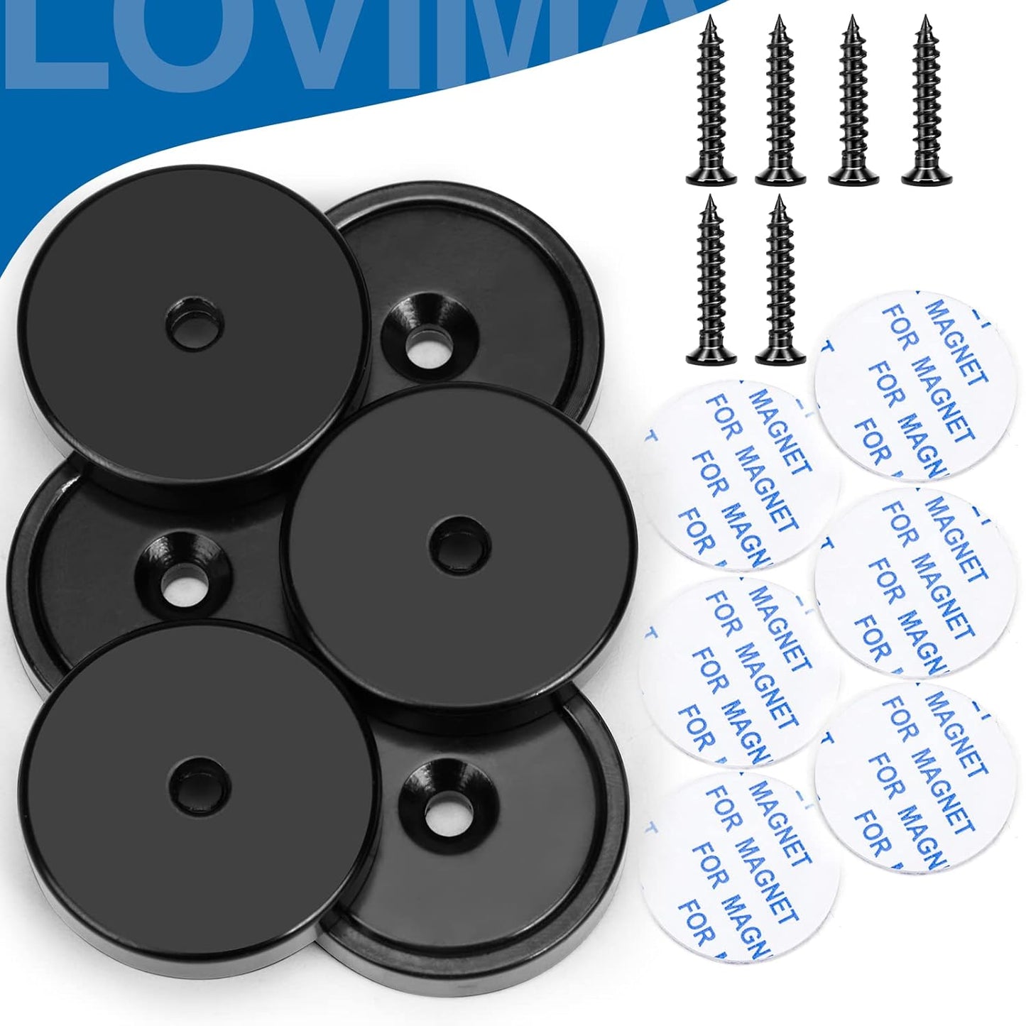 Magnets with Holes, 110 Lb+ Waterproof Strong Neodymium Cup Disc Magnets with Screws for Wall Mounting, Lifting Tools - Pack of 6