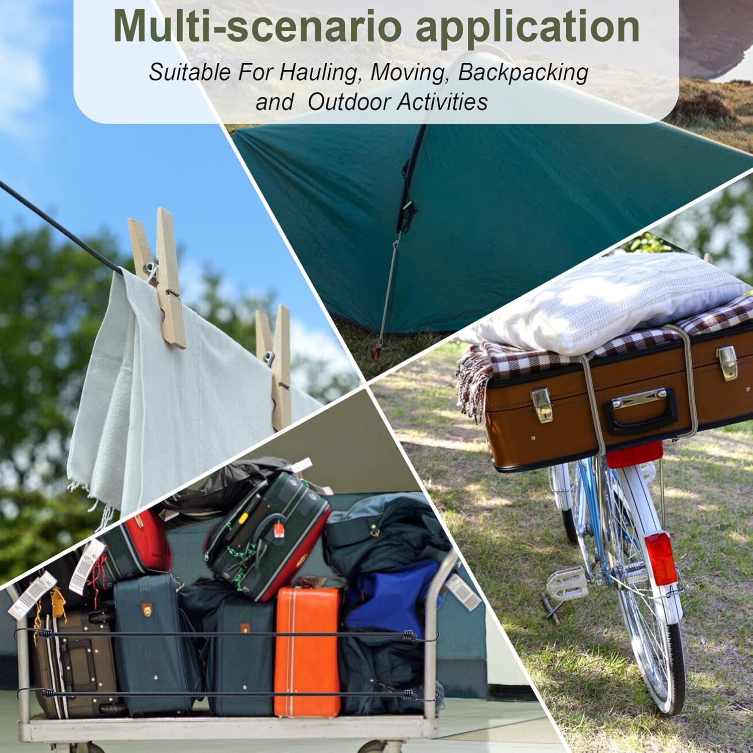 18Inch Bungee Cords with Hooks,6Pcs Heavy Duty Extra Strong Outdoor Elastic Rope,Multi-Purpose Elastic Bungee Straps for Luggage,Camping,Tarps,Bike Rack,Outdoor Tent,Weatherproof(Black)