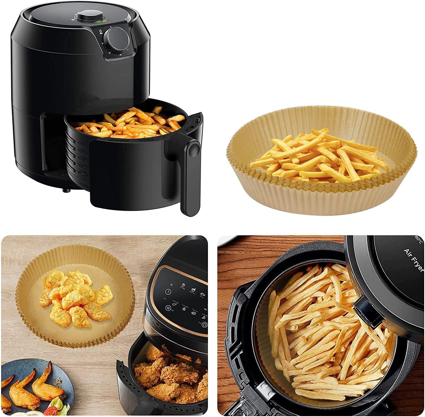 Mini Air Fryer Liners for 2Qt Air Fryer, 100 Pcs Non-Stick Air Fryer Parchment Paper Pads Air Fryer Liners Compatible with Ninja AF080 Mini, COSORI 2.1, Instant Vortex 2-QT, CHEFMAN Small