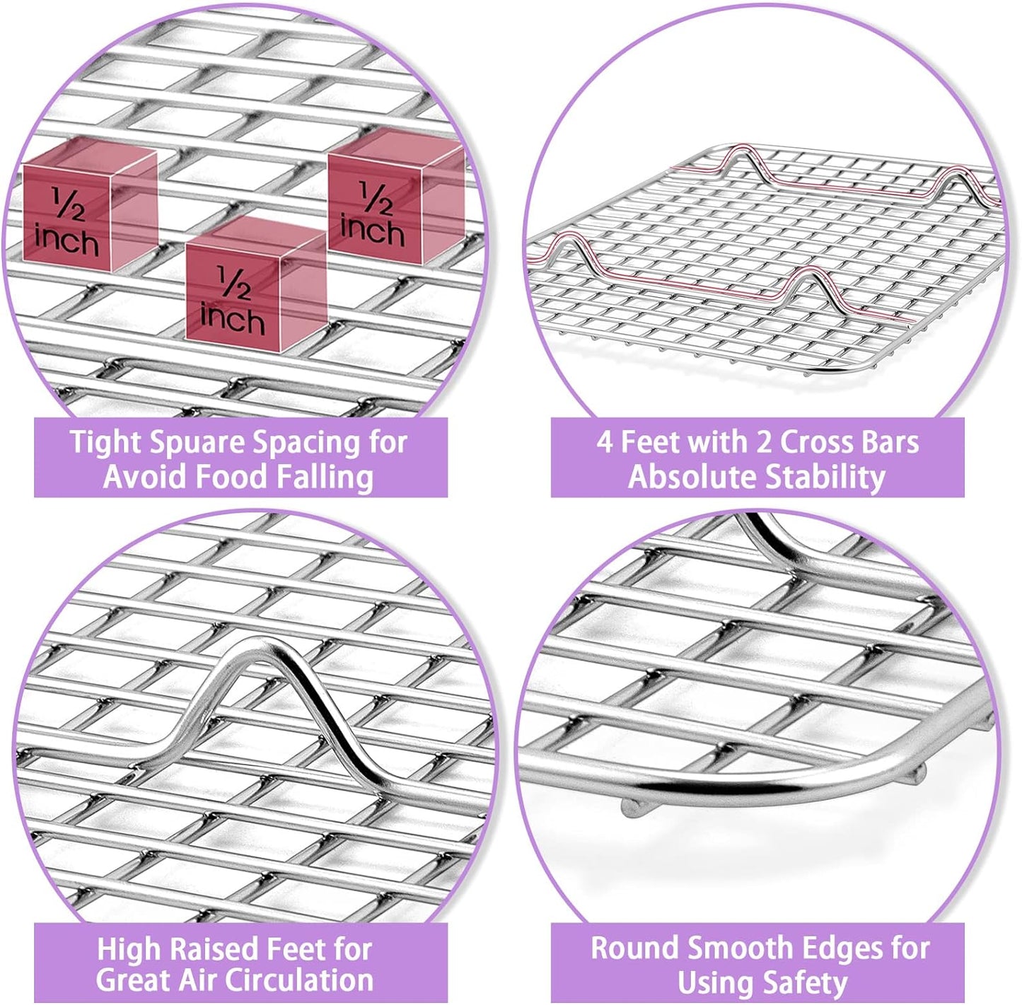 Baking Oven Pan with Wire Rack, Stainless Steel Baking Oven Sheet Tray, Bacon Pan and Cooling Rack for Cooking Roasting Cookie, Dishwasher Safe & Easy Clean, 10.5 X 8 X 1 Inch