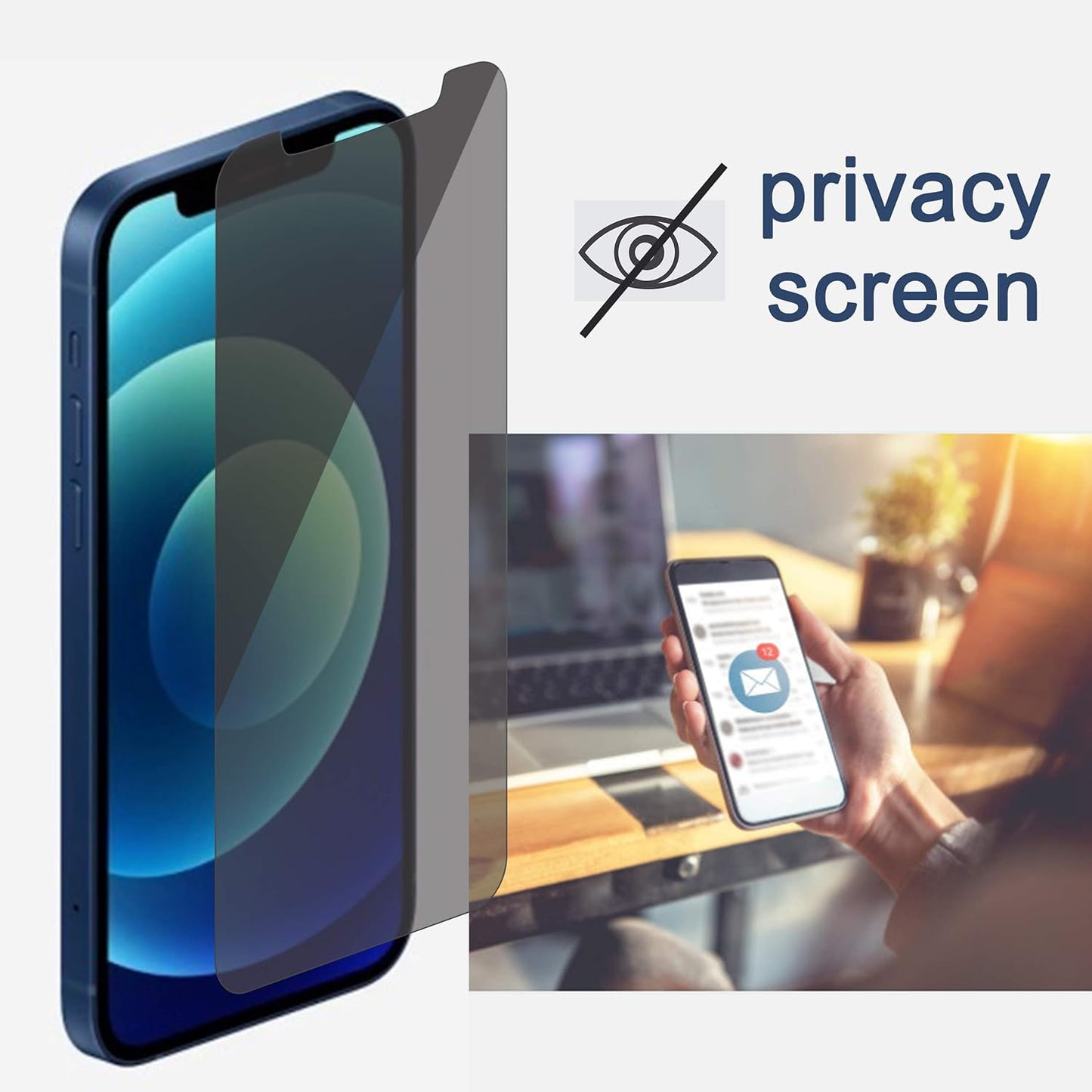 Glass Screen Protector - 3 Pack for Iphone 12/12 Pro 2020 6.1 Inch & Privacy Screen Protector - 2 Pack for Iphone 12/12 Pro 2020 6.1 Inch